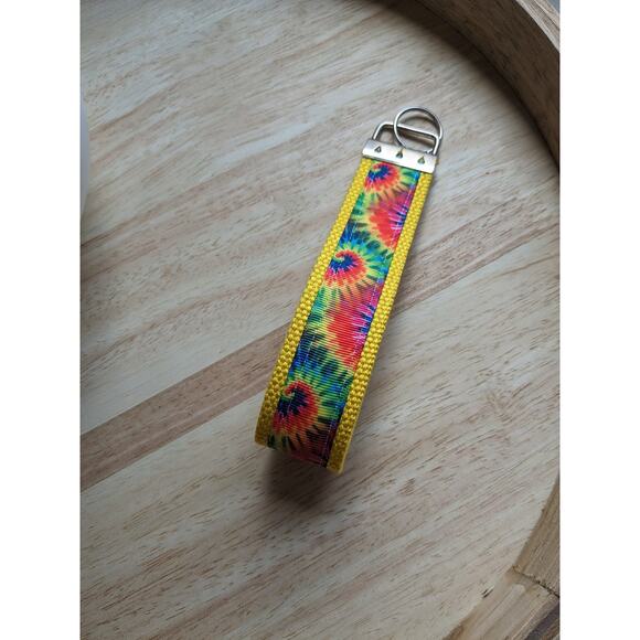 Tie Dye Keychain Wristlet Fabric Key FOB Gift New Drivers Boho Hippie Cheerful - Picture 4 of 7